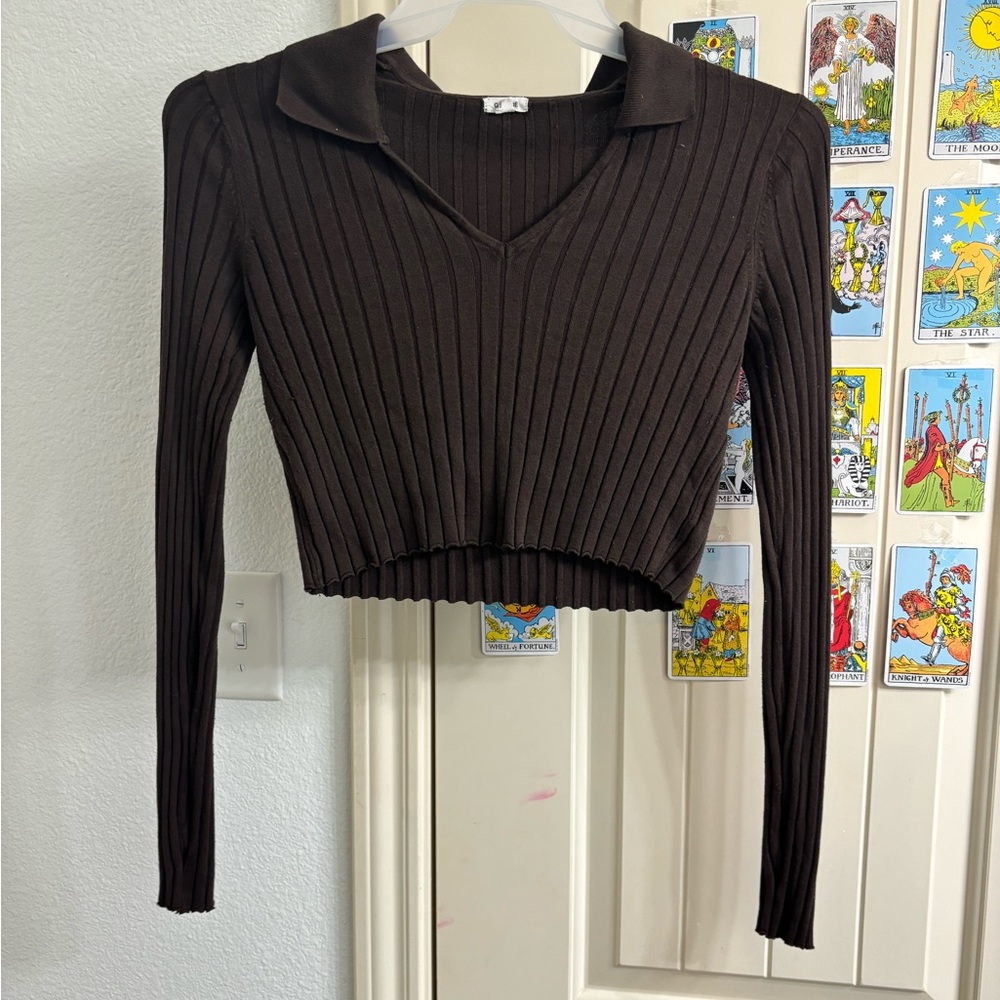 gorgeous brown cropped long sleeve